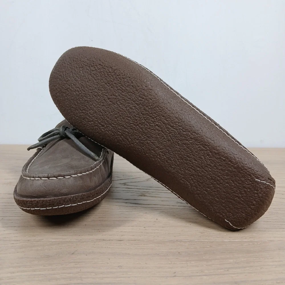 L.L. Bean Boat Shoes Mens 7 Brown Leather Moc Toe Loafers Heritage Prep
